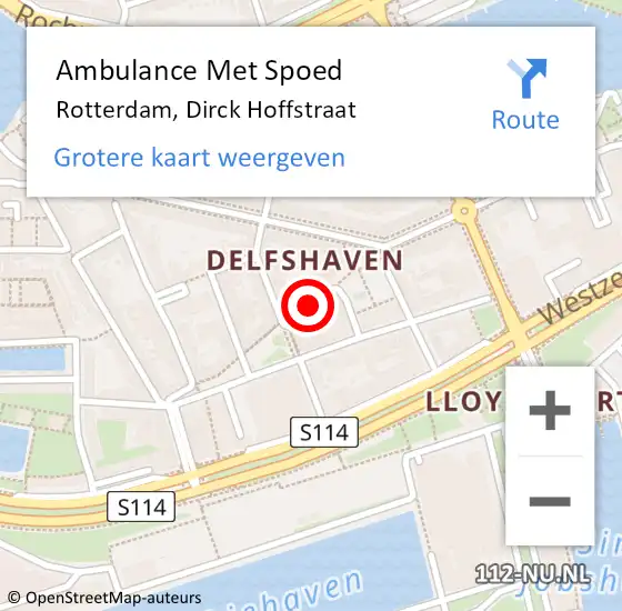 Locatie op kaart van de 112 melding: Ambulance Met Spoed Naar Rotterdam, Dirck Hoffstraat op 29 juni 2017 19:58