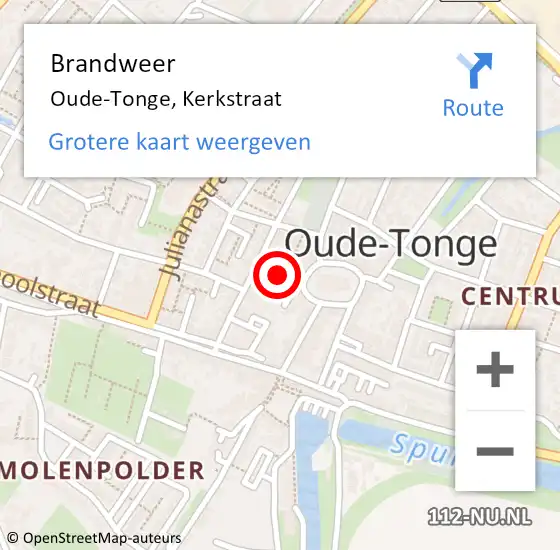 Locatie op kaart van de 112 melding: Brandweer Oude-Tonge, Kerkstraat op 29 juni 2017 20:51