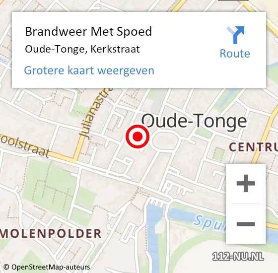 Locatie op kaart van de 112 melding: Brandweer Met Spoed Naar Oude-Tonge, Kerkstraat op 29 juni 2017 20:53