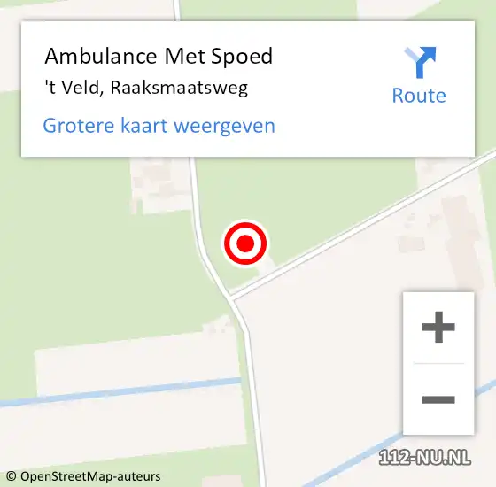 Locatie op kaart van de 112 melding: Ambulance Met Spoed Naar 't Veld, Raaksmaatsweg op 29 juni 2017 21:52