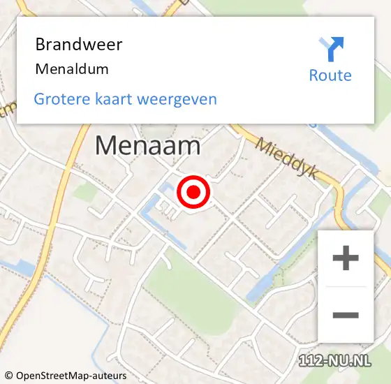 Locatie op kaart van de 112 melding: Brandweer Menaldum op 30 juni 2017 00:24
