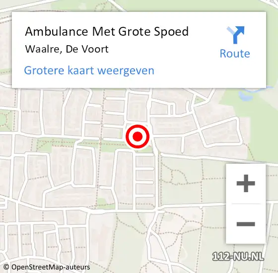 Locatie op kaart van de 112 melding: Ambulance Met Grote Spoed Naar Waalre, De Voort op 30 juni 2017 06:31