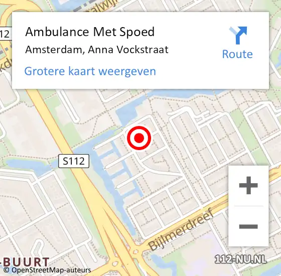 Locatie op kaart van de 112 melding: Ambulance Met Spoed Naar Amsterdam, Anna Vockstraat op 30 juni 2017 09:41