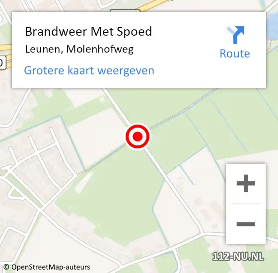 Locatie op kaart van de 112 melding: Brandweer Met Spoed Naar Leunen, Molenhofweg op 30 juni 2017 12:17