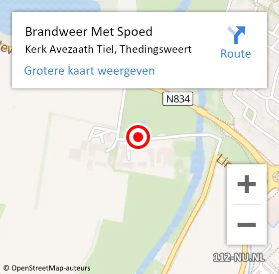 Locatie op kaart van de 112 melding: Brandweer Met Spoed Naar Kerk Avezaath Tiel, Thedingsweert op 30 juni 2017 17:12