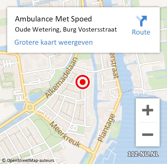 Locatie op kaart van de 112 melding: Ambulance Met Spoed Naar Oude Wetering, Burg Vostersstraat op 30 juni 2017 18:40