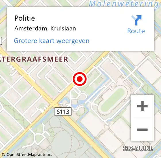 Locatie op kaart van de 112 melding: Politie Amsterdam, Kruislaan op 1 juli 2017 03:47