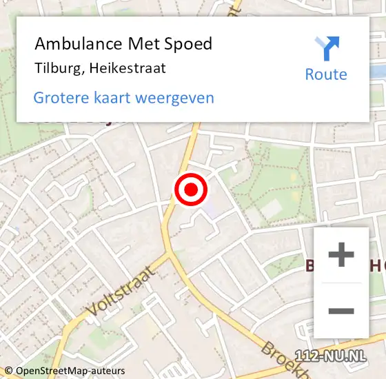 Locatie op kaart van de 112 melding: Ambulance Met Spoed Naar Tilburg, Heikestraat op 1 juli 2017 10:10