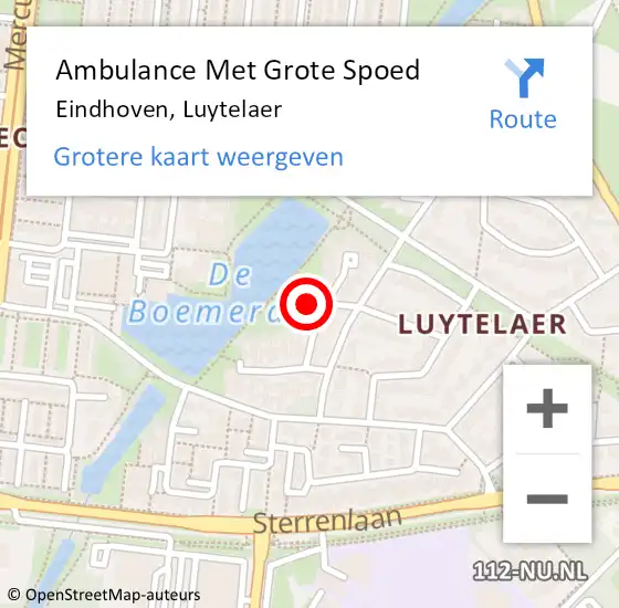 Locatie op kaart van de 112 melding: Ambulance Met Grote Spoed Naar Eindhoven, Luytelaer op 1 juli 2017 11:54