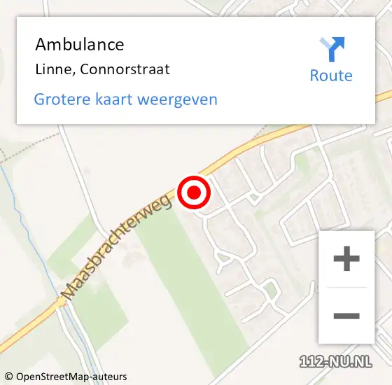 Locatie op kaart van de 112 melding: Ambulance Linne, Connorstraat op 1 juli 2017 14:42