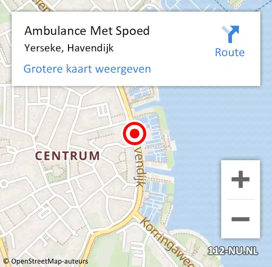 Locatie op kaart van de 112 melding: Ambulance Met Spoed Naar Yerseke, Havendijk op 1 juli 2017 16:19