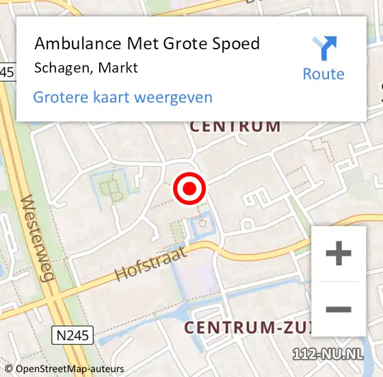 Locatie op kaart van de 112 melding: Ambulance Met Grote Spoed Naar Schagen, Markt op 2 juli 2017 03:28