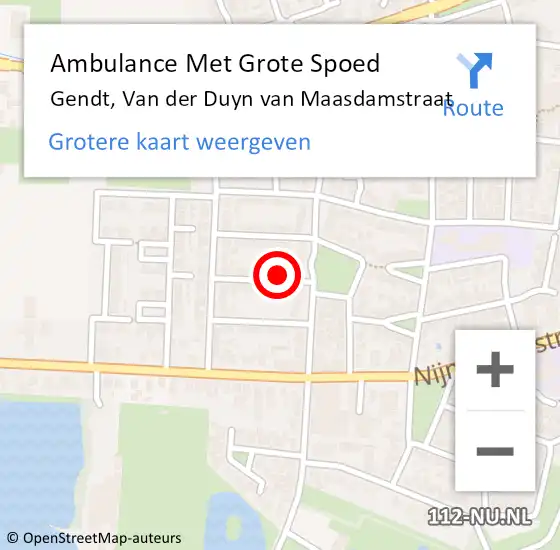 Locatie op kaart van de 112 melding: Ambulance Met Grote Spoed Naar Gendt, Van der Duyn van Maasdamstraat op 2 juli 2017 03:49