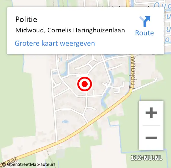 Locatie op kaart van de 112 melding: Politie Midwoud, Cornelis Haringhuizenlaan op 2 juli 2017 13:29