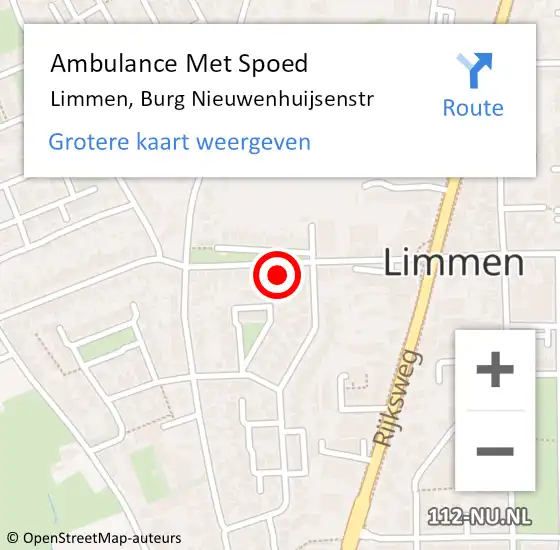 Locatie op kaart van de 112 melding: Ambulance Met Spoed Naar Limmen, Burg Nieuwenhuijsenstr op 2 juli 2017 19:21
