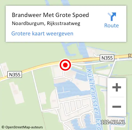 Locatie op kaart van de 112 melding: Brandweer Met Grote Spoed Naar Noardburgum, Rijksstraatweg op 2 juli 2017 20:50