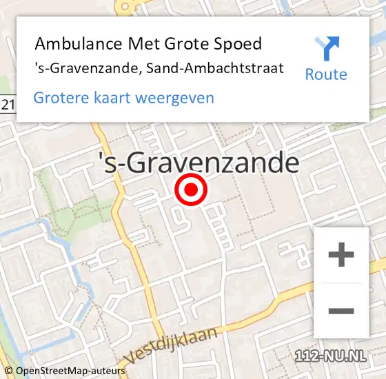 Locatie op kaart van de 112 melding: Ambulance Met Grote Spoed Naar 's-Gravenzande, Sand-Ambachtstraat op 2 juli 2017 23:20
