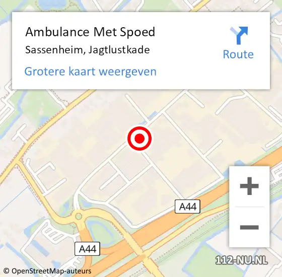Locatie op kaart van de 112 melding: Ambulance Met Spoed Naar Sassenheim, Jagtlustkade op 3 juli 2017 05:31