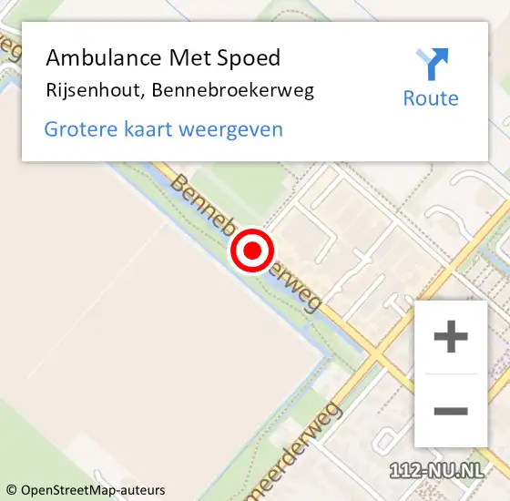 Locatie op kaart van de 112 melding: Ambulance Met Spoed Naar Rijsenhout, Bennebroekerweg op 3 juli 2017 08:12