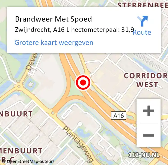 Locatie op kaart van de 112 melding: Brandweer Met Spoed Naar Zwijndrecht, A16 R hectometerpaal: 31,1 op 3 juli 2017 14:40