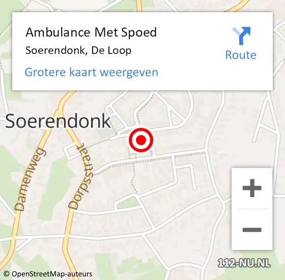 Locatie op kaart van de 112 melding: Ambulance Met Spoed Naar Soerendonk, De Loop op 3 juli 2017 17:27