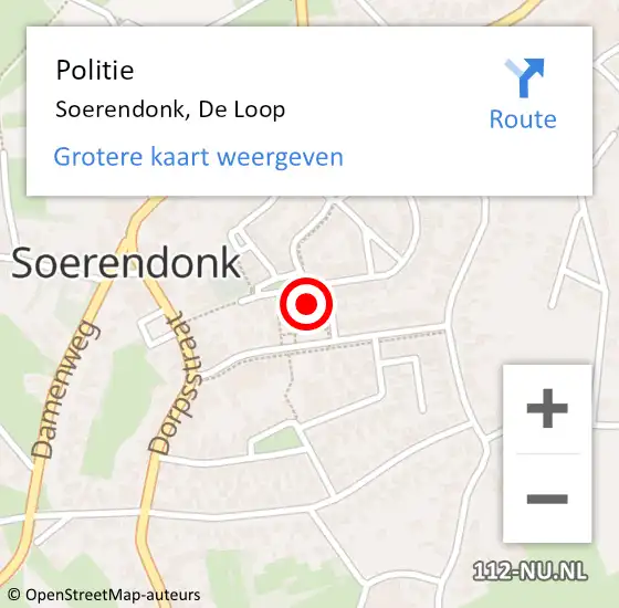 Locatie op kaart van de 112 melding: Politie Soerendonk, De Loop op 3 juli 2017 17:38