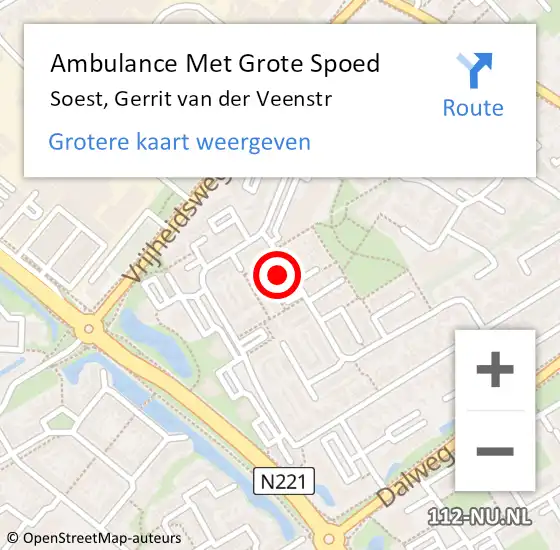 Locatie op kaart van de 112 melding: Ambulance Met Grote Spoed Naar Soest, Gerrit van der Veenstr op 3 juli 2017 18:21