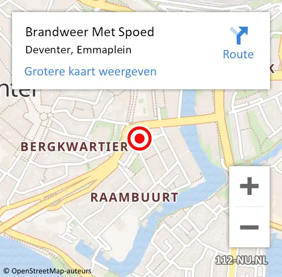 Locatie op kaart van de 112 melding: Brandweer Met Spoed Naar Deventer, Emmaplein op 3 juli 2017 18:26