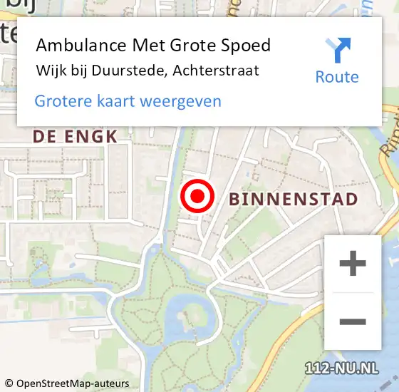 Locatie op kaart van de 112 melding: Ambulance Met Grote Spoed Naar Wijk bij Duurstede, Achterstraat op 3 juli 2017 20:50