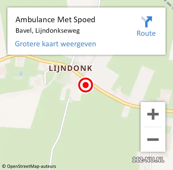 Locatie op kaart van de 112 melding: Ambulance Met Spoed Naar Bavel, Lijndonkseweg op 3 juli 2017 23:45