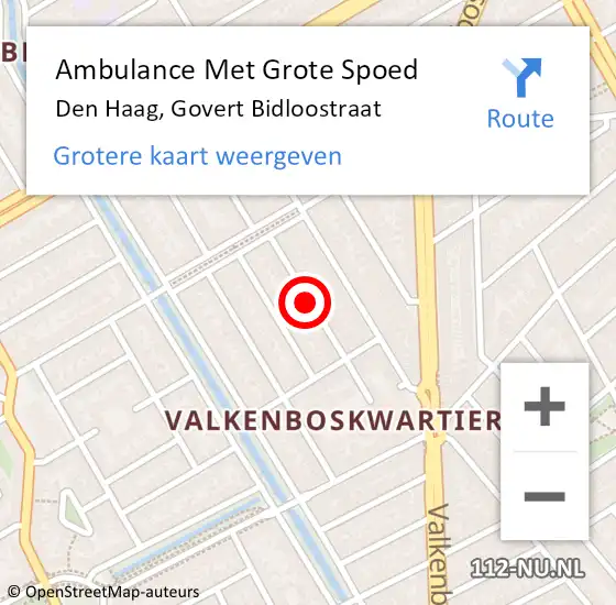 Locatie op kaart van de 112 melding: Ambulance Met Grote Spoed Naar Den Haag, Govert Bidloostraat op 4 juli 2017 05:09