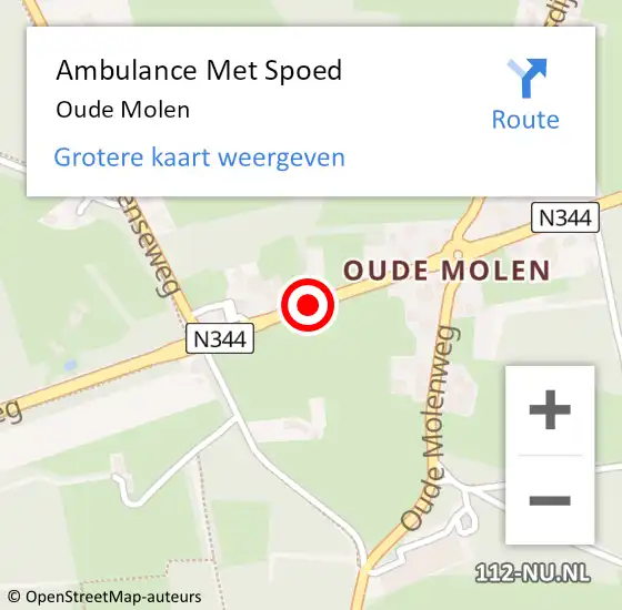 Locatie op kaart van de 112 melding: Ambulance Met Spoed Naar Oude Molen op 4 juli 2017 08:16