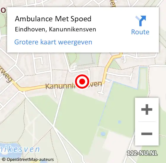 Locatie op kaart van de 112 melding: Ambulance Met Spoed Naar Eindhoven, Kanunnikensven op 4 juli 2017 09:01