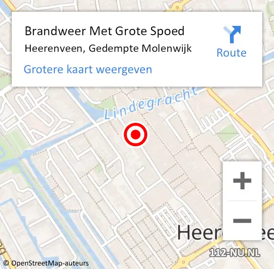 Locatie op kaart van de 112 melding: Brandweer Met Grote Spoed Naar Heerenveen, Gedempte Molenwijk op 4 juli 2017 12:36