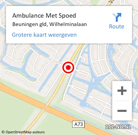 Locatie op kaart van de 112 melding: Ambulance Met Spoed Naar Beuningen gld, Wilhelminalaan op 4 juli 2017 13:30