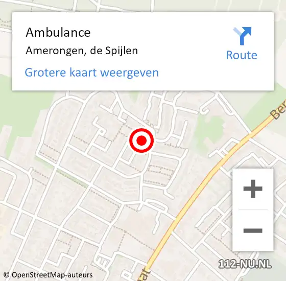 Locatie op kaart van de 112 melding: Ambulance Amerongen, de Spijlen op 4 juli 2017 14:54