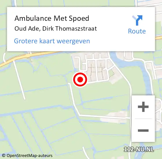 Locatie op kaart van de 112 melding: Ambulance Met Spoed Naar Oud Ade, Dirk Thomaszstraat op 4 juli 2017 16:40