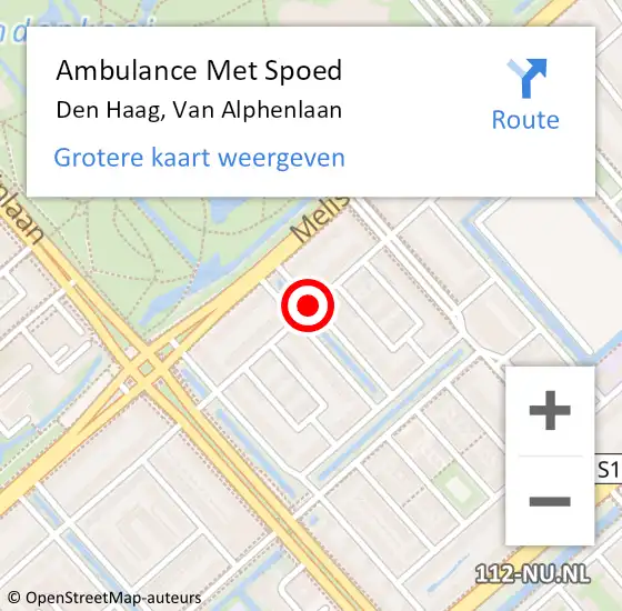 Locatie op kaart van de 112 melding: Ambulance Met Spoed Naar Den Haag, Van Alphenlaan op 4 juli 2017 17:36