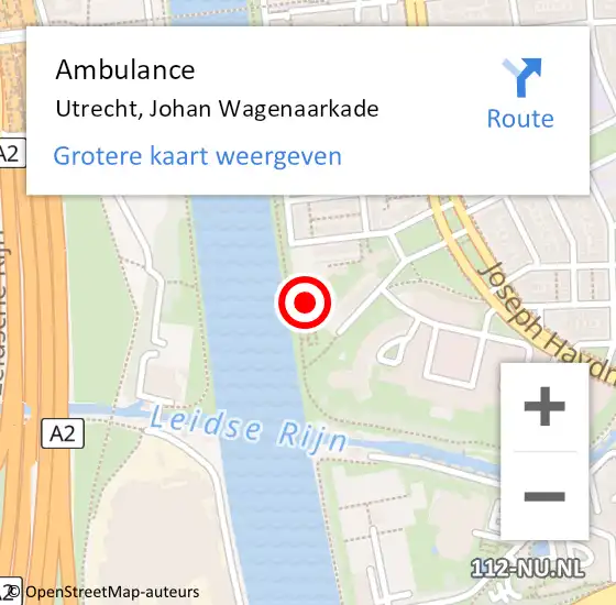 Locatie op kaart van de 112 melding: Ambulance Utrecht, Johan Wagenaarkade op 4 juli 2017 21:40