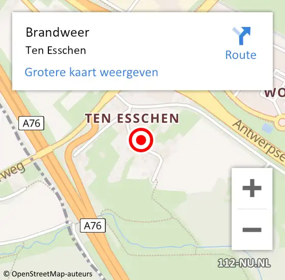 Locatie op kaart van de 112 melding: Brandweer Ten Esschen op 4 juli 2017 21:55