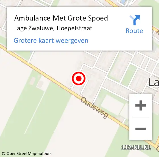 Locatie op kaart van de 112 melding: Ambulance Met Grote Spoed Naar Lage Zwaluwe, Hoepelstraat op 4 juli 2017 22:44