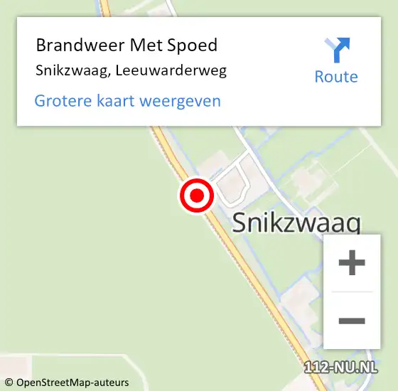 Locatie op kaart van de 112 melding: Brandweer Met Spoed Naar Snikzwaag, Leeuwarderweg op 4 juli 2017 23:35