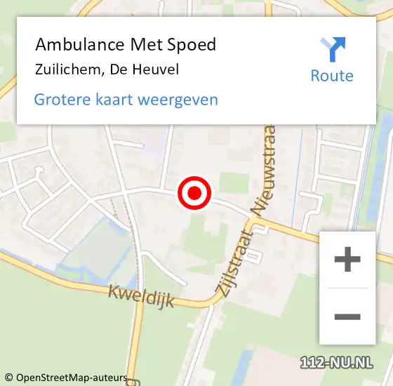 Locatie op kaart van de 112 melding: Ambulance Met Spoed Naar Zuilichem, De Heuvel op 4 juli 2017 23:55
