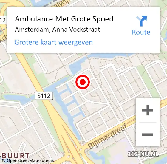 Locatie op kaart van de 112 melding: Ambulance Met Grote Spoed Naar Amsterdam, Anna Vockstraat op 5 juli 2017 02:02