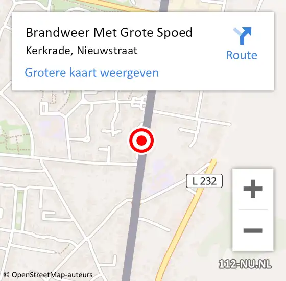 Locatie op kaart van de 112 melding: Brandweer Met Grote Spoed Naar Kerkrade, Nieuwstraat op 5 juli 2017 02:50