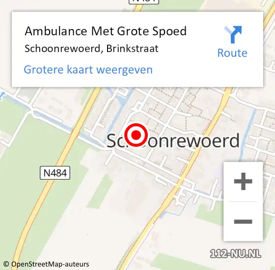 Locatie op kaart van de 112 melding: Ambulance Met Grote Spoed Naar Schoonrewoerd, Brinkstraat op 5 juli 2017 07:37