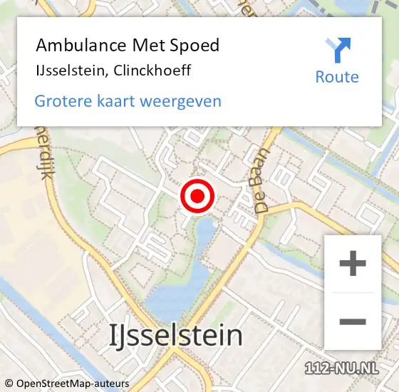 Locatie op kaart van de 112 melding: Ambulance Met Spoed Naar IJsselstein, Clinckhoeff op 5 juli 2017 13:45