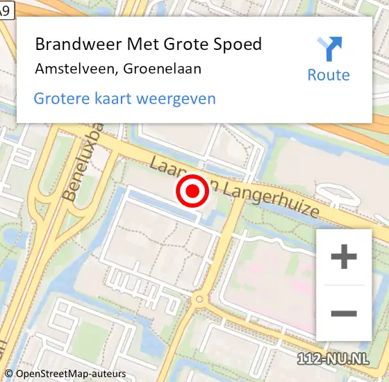 Locatie op kaart van de 112 melding: Brandweer Met Grote Spoed Naar Amstelveen, Groenelaan op 5 juli 2017 13:48