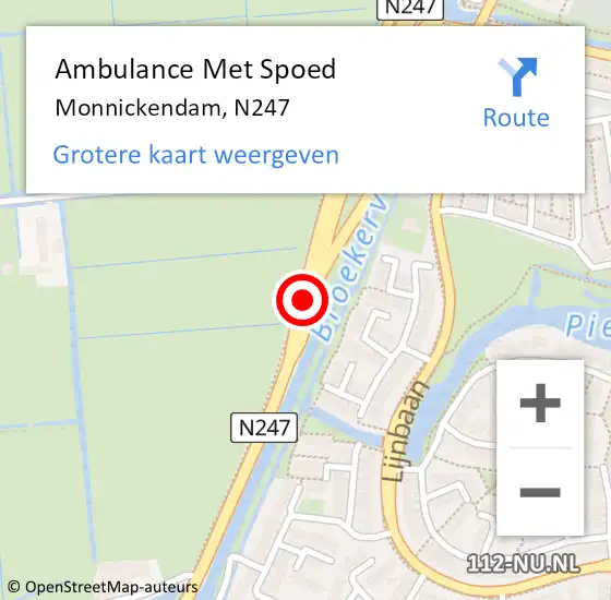 Locatie op kaart van de 112 melding: Ambulance Met Spoed Naar Monnickendam, N247 op 5 juli 2017 14:53