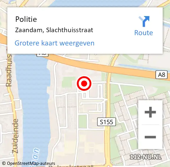 Locatie op kaart van de 112 melding: Politie Zaandam, Slachthuisstraat op 5 juli 2017 21:56